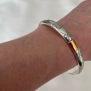 Brand new-Brighton two tone silver tone scrollwork bracelet with Brighton bag